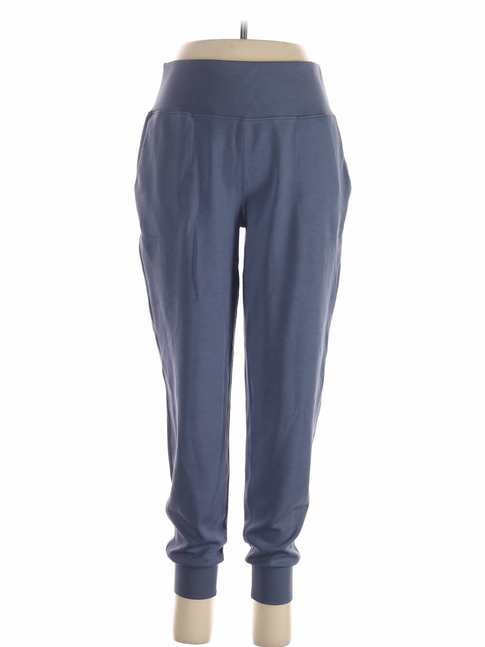 High-Rise Slate Blue Jogger Pants with Wide Waistband